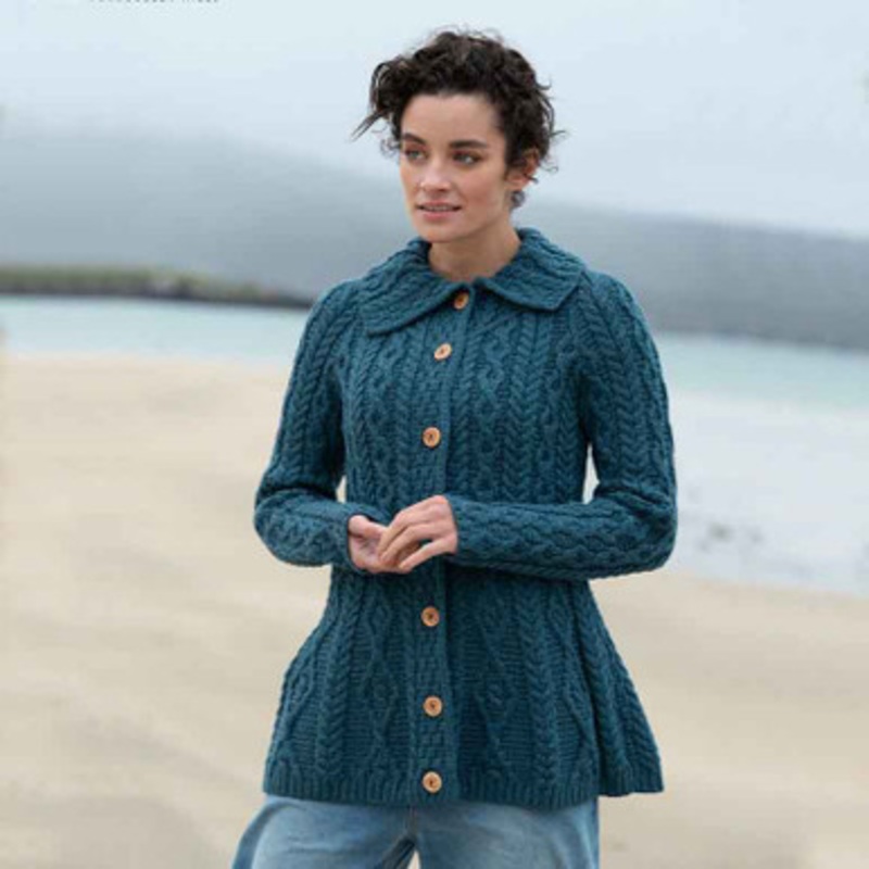 Flare Cardigan with Diamond Pattern