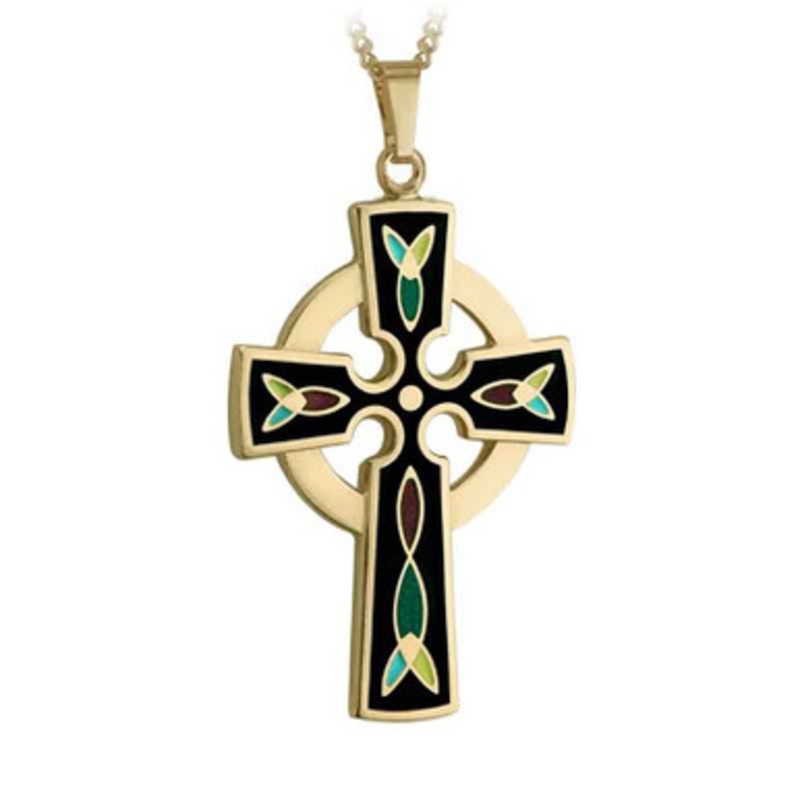 Gold Plated Celtic Cross Pendant – Black