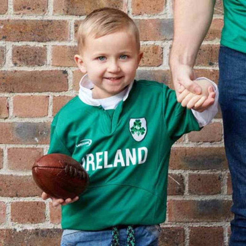 Lansdowne Green Ireland Shamrock Performance Short Sleeve Kids Rugby Shirt
