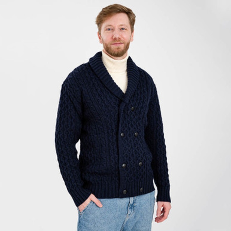 Men’s Aran Shawl Collar Cardigan