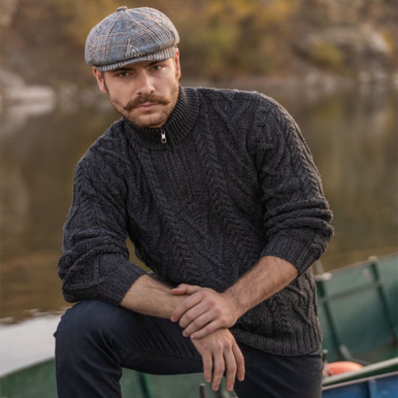 Men’s Half-Zip Aran Fisherman Sweater