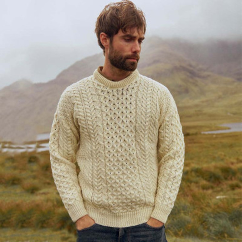 White Men’s Irish Aran Sweater