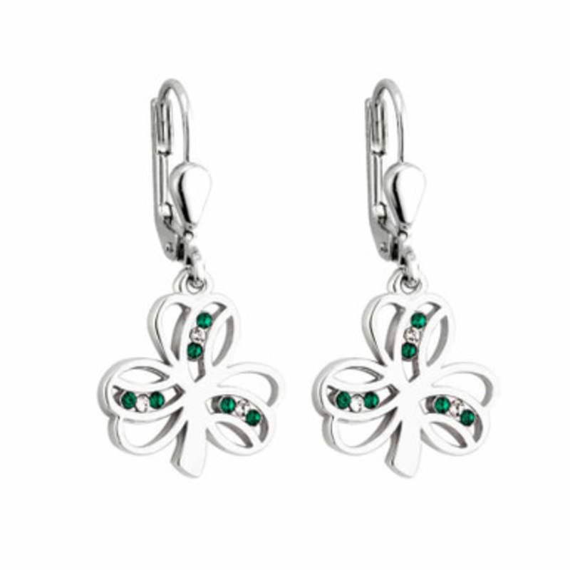 Lucky Crystal Shamrock Drop Earrings