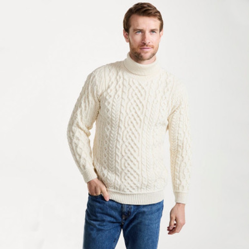 Men’s Irish Traditional Aran Wool Pullover Sweater