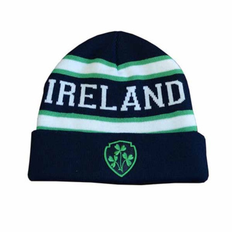 Adult Knit Hat with Shamrock and Ireland