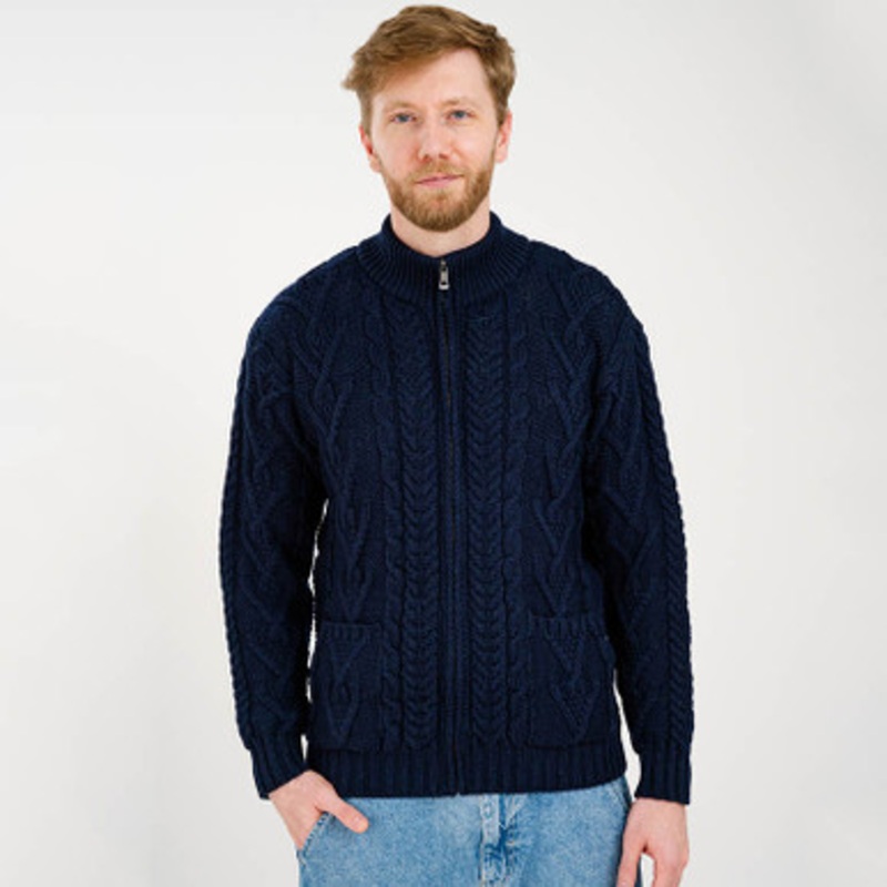Men’s Irish Aran Zipper Cardigan