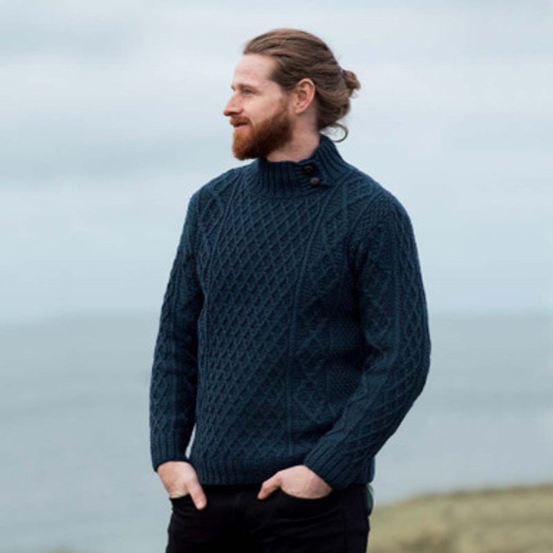 Men’s Sweater with Button Collar