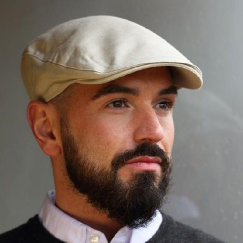 White Linen Summer Touring Flat Cap – Large