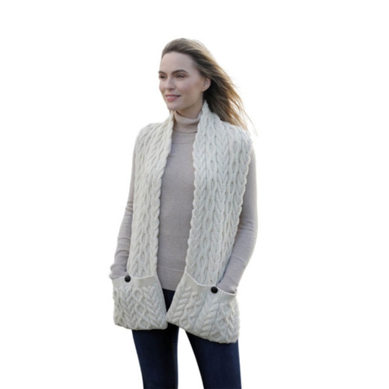 Button Pocket Aran Scarf