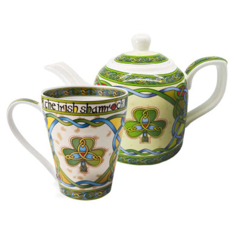 Irish Shamrock Mug and Teapot Set