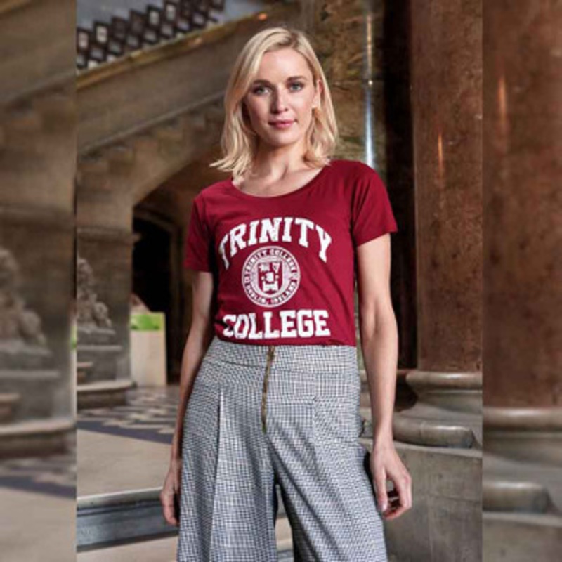 Burgundy & White Trinity College Seal Ladies T-Shirt