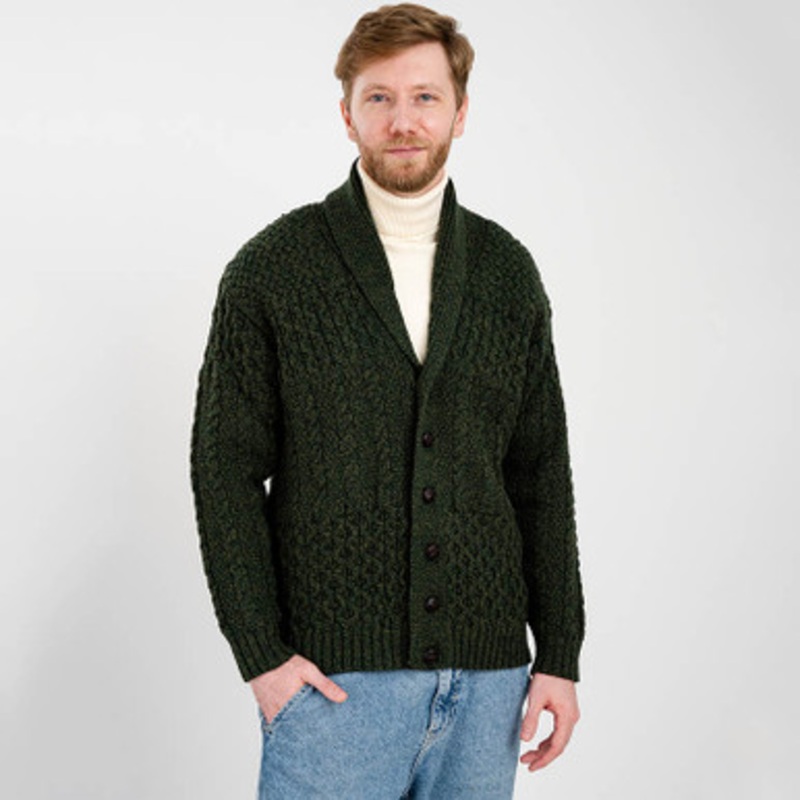 Men’s Irish Aran Shawl Neck Cardigan