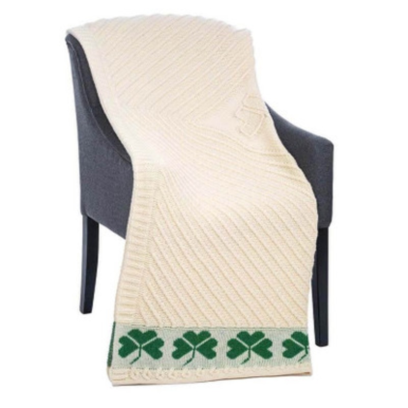 Natural Merino Wool Shamrock Throw