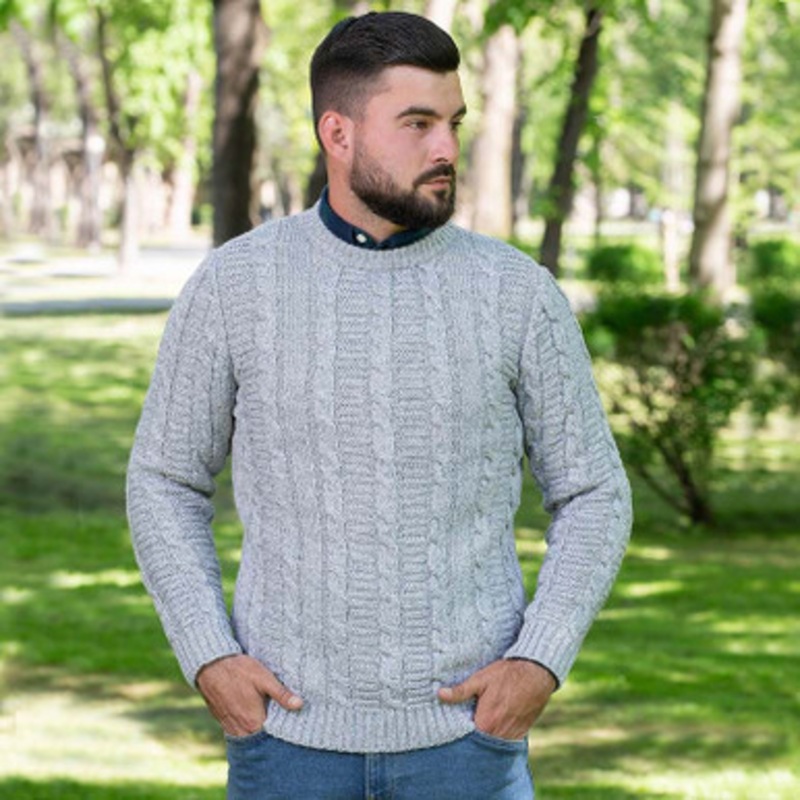 SAOL Men’s Aran Crew Neck Sweater