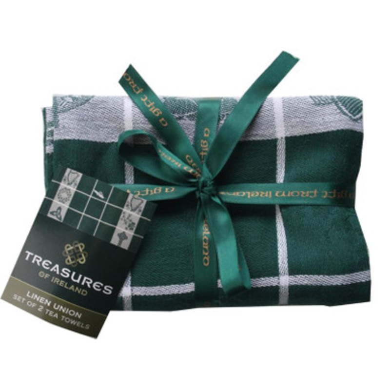 Shamrock Embroidered Cotton Tea Towels