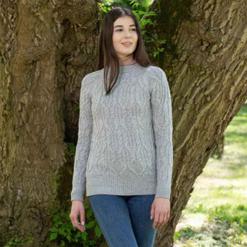 Women’s Supersoft Wool Knit Irish Cable Crew Neck Sweater