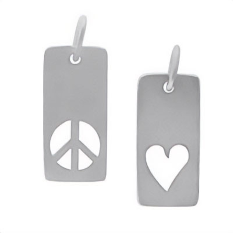 Dainty Rectangle Heart or Peace Charm