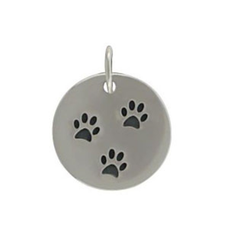 Disc with 3 Paw Prints Charm