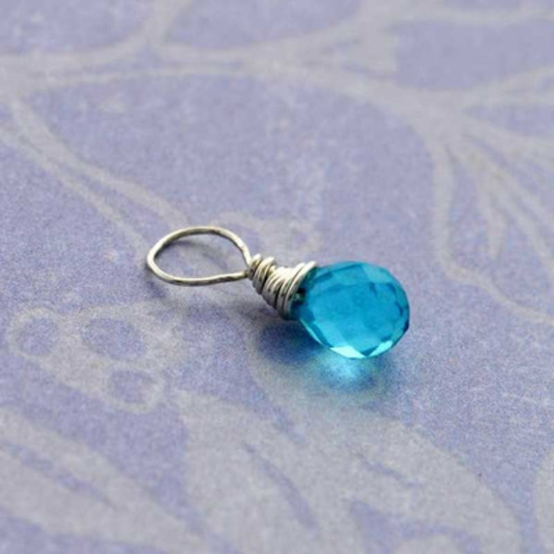 Faceted Aquamarine Glass Briolette (March)