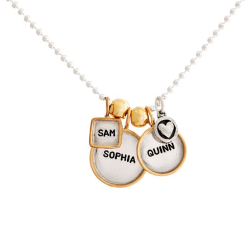 Gold Rimmed Classic Raised Edge Charms Necklace