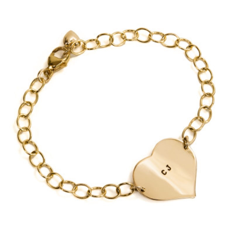 Hand Stamped Gold Heart Linked Bracelet