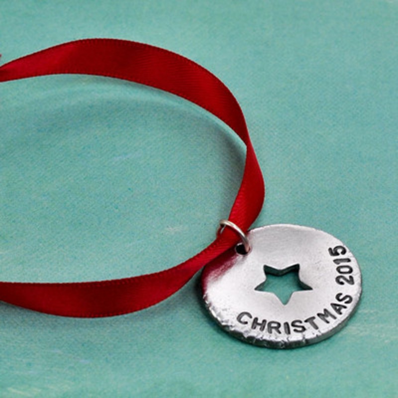 Hand Stamped Star Cutout Ornament