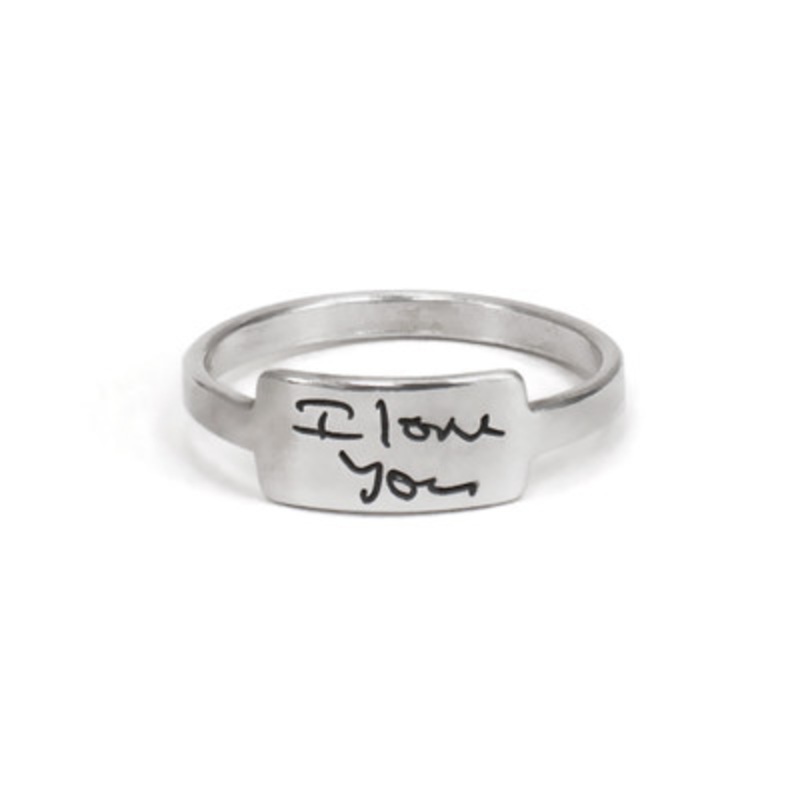Handwriting Rectangle Ring Made with Your Handwriting