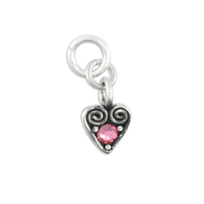 Heart Swirl Charm with Birthstone – June