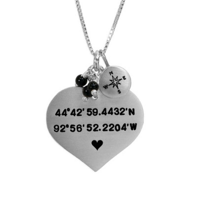 Large Heart Coordinates Necklace