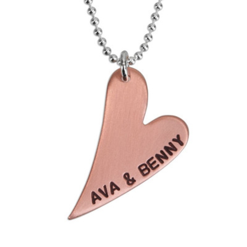 Long Copper Heart Necklace