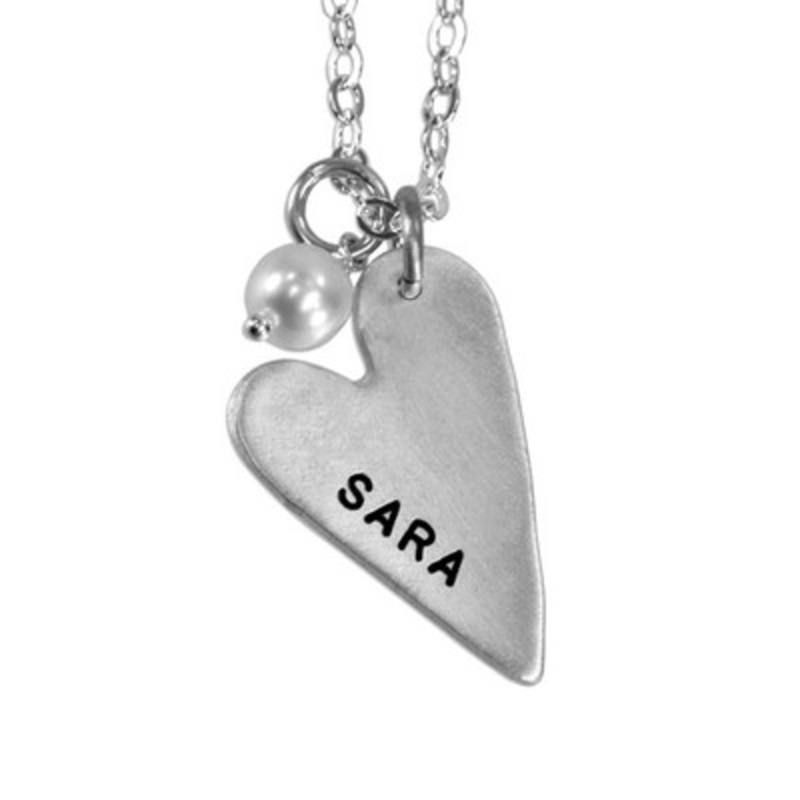 Long Sculpted Heart Mom Necklace