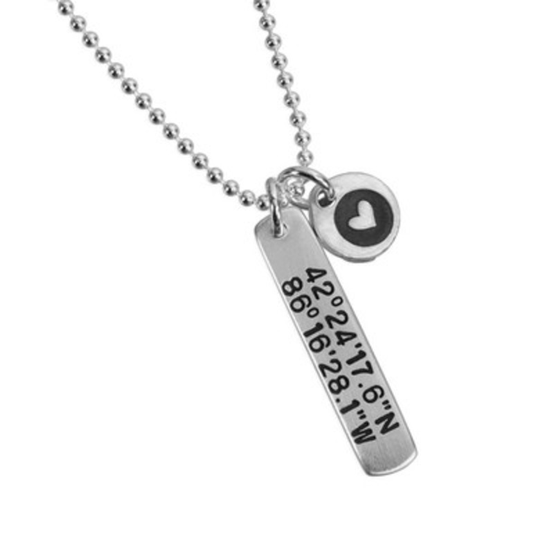 Long Sculpted Rectangle Coordinates Necklace