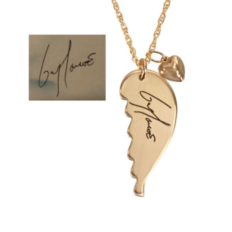 Medium Gold Handwriting Memorial Angel Wing Necklace