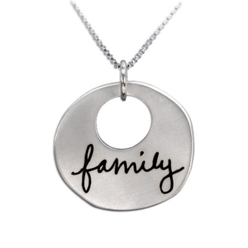 Sculpted Circle Cut Out Handwriting Necklace