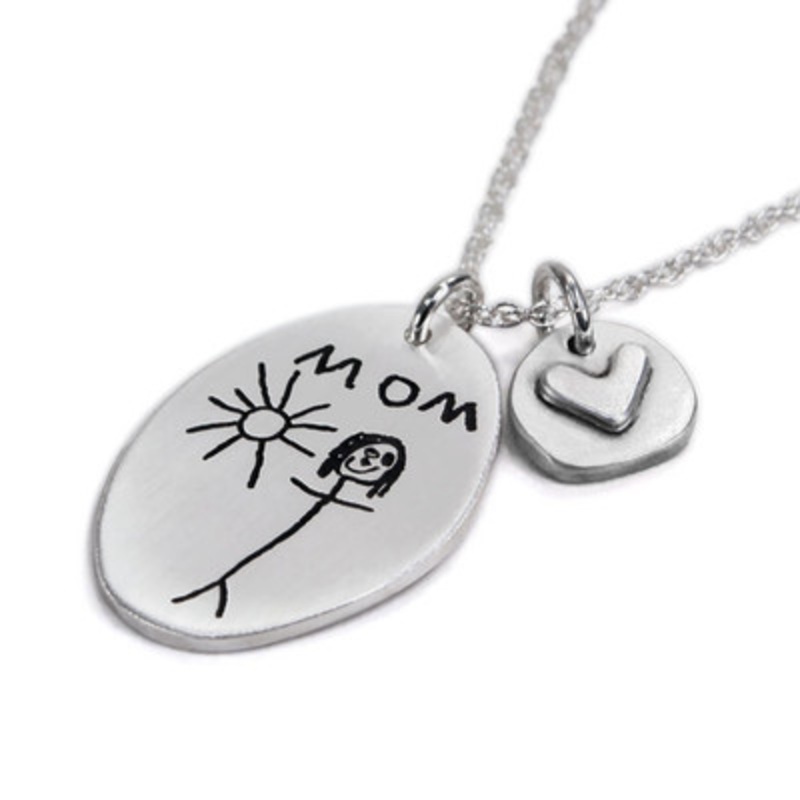 Sculpted Oval Handwriting Necklace