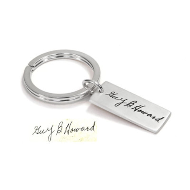 Sculpted Rectangle Handwriting Key Ring