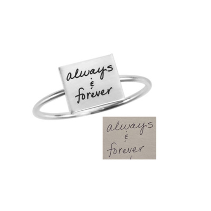 Square Dainty Handwriting Ring Made with Your Handwriting