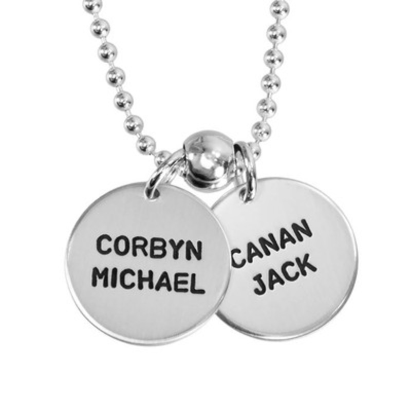Sterling Name Discs Necklace (Shiny finish) 6 Charm Sizes