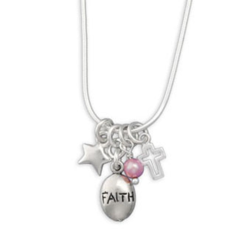 Tiny Faith with Pink Pearl & Star Necklace