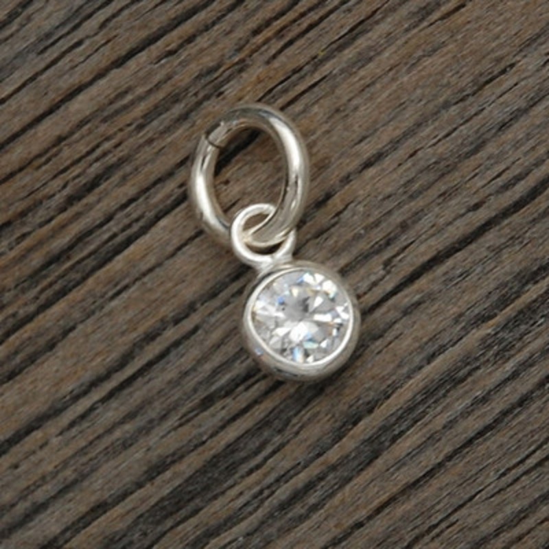 Tiny Round Sterling Wrapped Cubic Zirconia