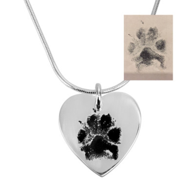 Your Pet’s Paw Print on Heart Necklace