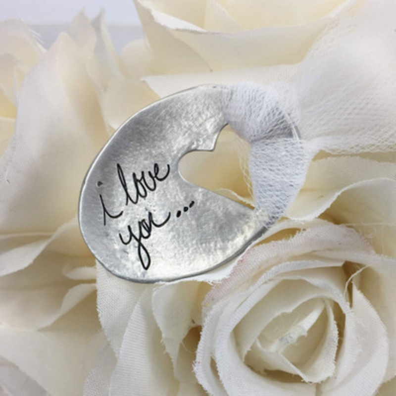 Bouquet Charm with Handwriting Heart Cutout