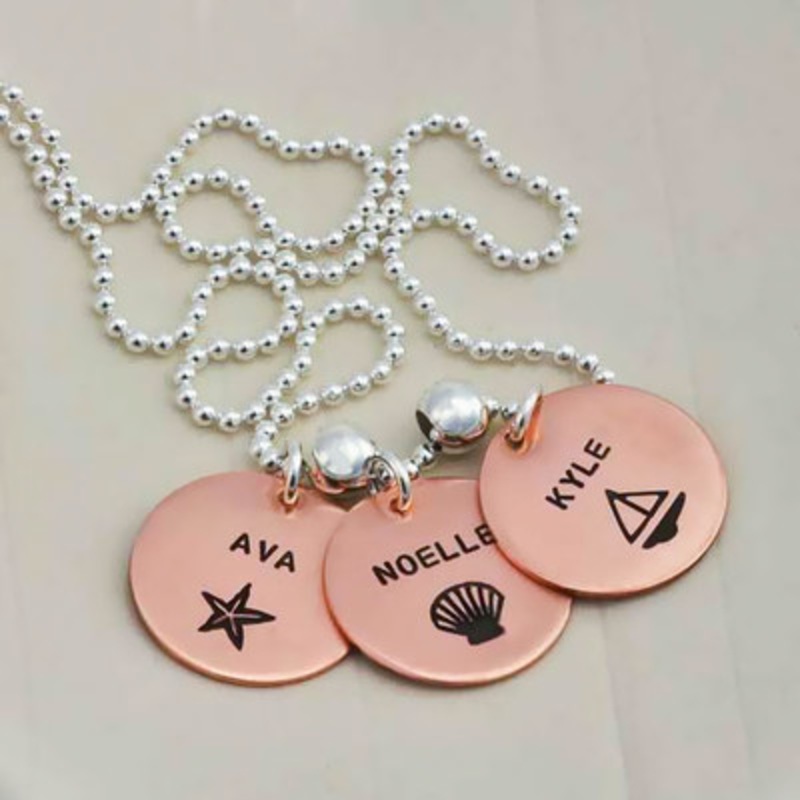 Copper Name Discs Necklace – Available in 3 Charm Sizes