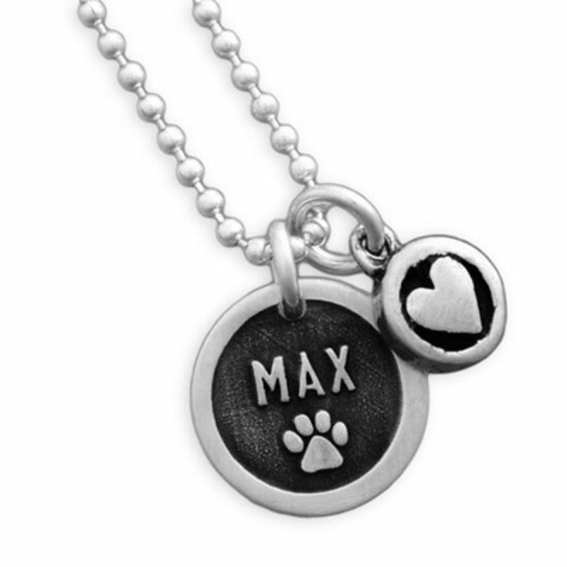 Etched Paw Disc Necklace