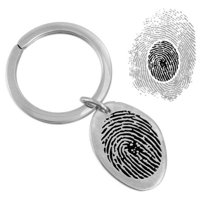 Fingerprint Key Ring Sculpted Oval