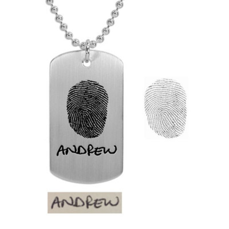Fingerprint Necklace Military Tag