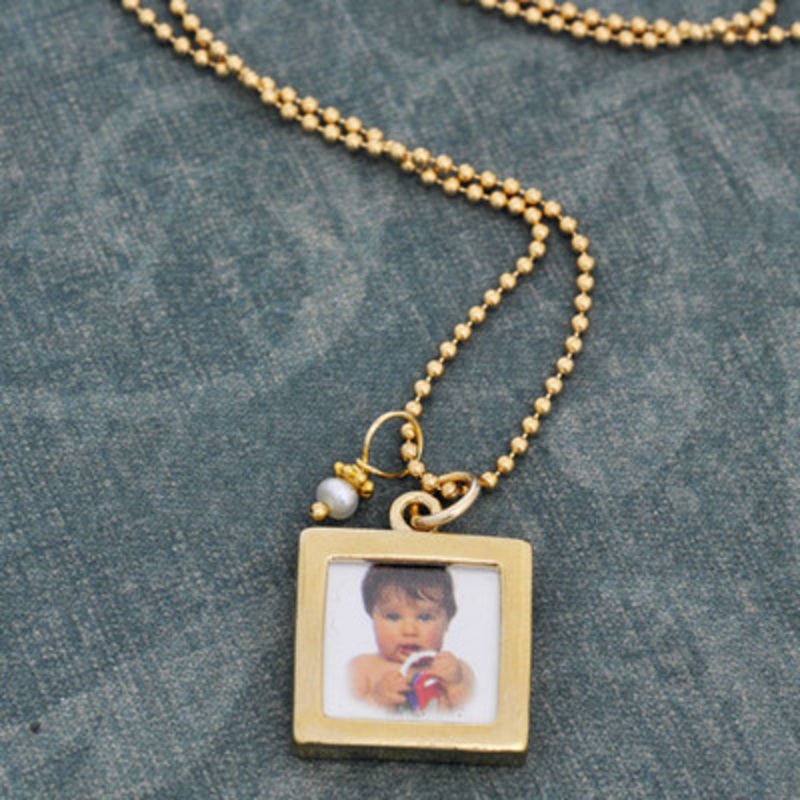 Gold Double-sided Photo Frame Necklace