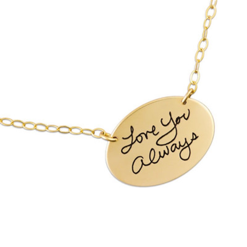 Gold Oval Handwriting Necklace
