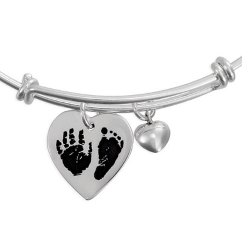Handprint Foot Print Charms on Adjustable Bangle
