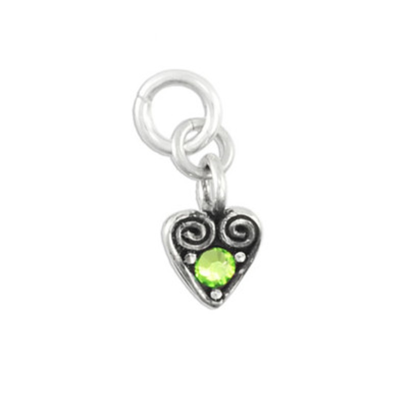 Heart Swirl Charm with Birthstone – All Months